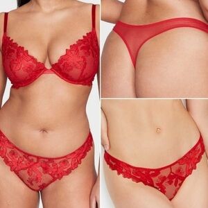 Victoria’s Secret Very Sexy Red Glam Floral Embroidery Thong